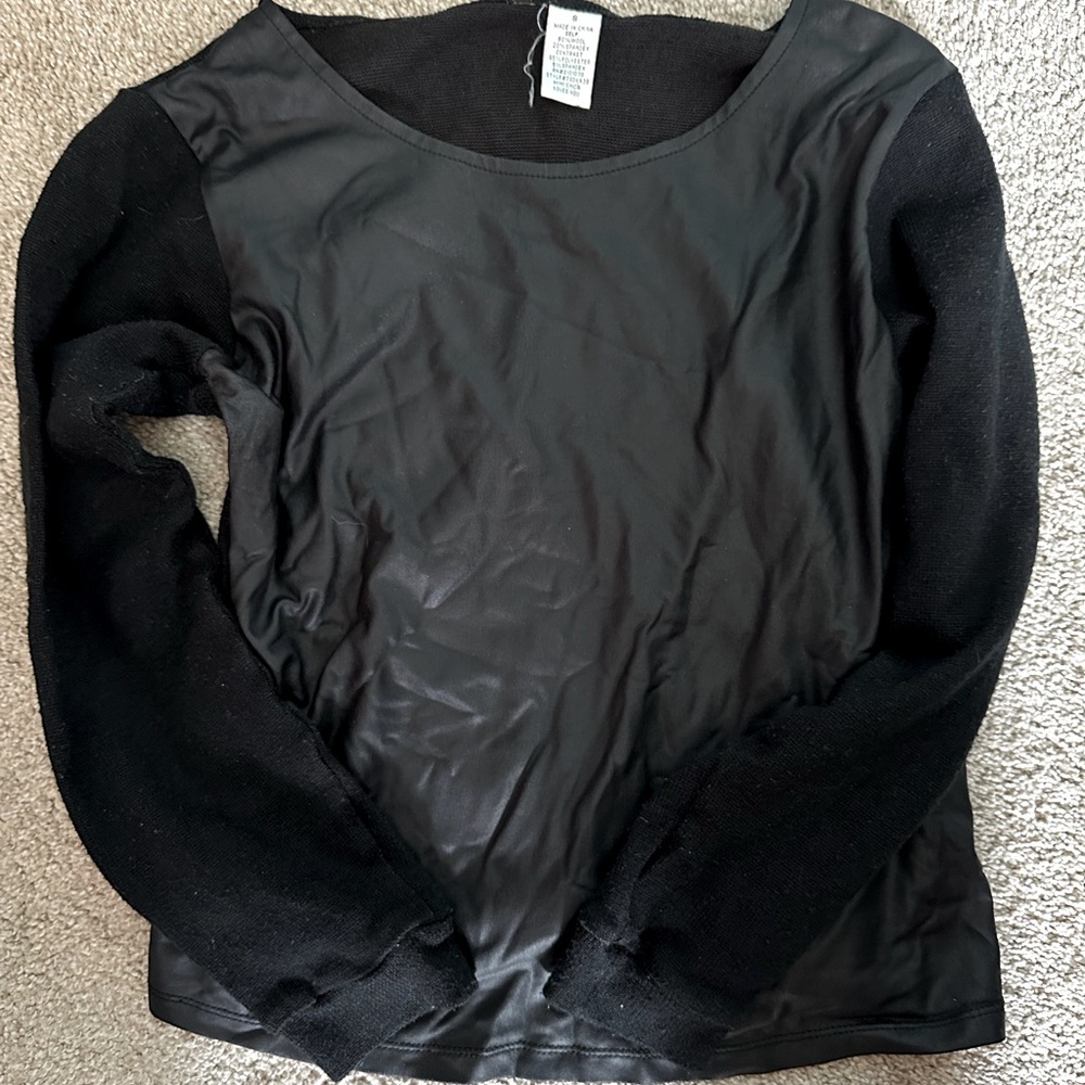 Faux leather long sleeve shirt